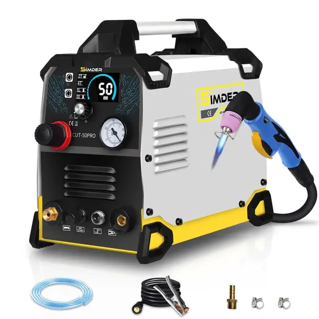 SSIMDER Plasmaschneider 50a Mit Non-Touch Pilot Arc – Leicht Und Tragbar, Sauberer Schnitt Bis 12mm, Max. 16mm, Hf-PilotzüNdung, Digitalem Display, 2t/4t, FüR Werkstatt, Heimgebrauch Und Hobbyanwender