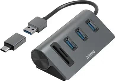 Hama USB-Hub mit Kartenleser USB-A/USB-C 3.0