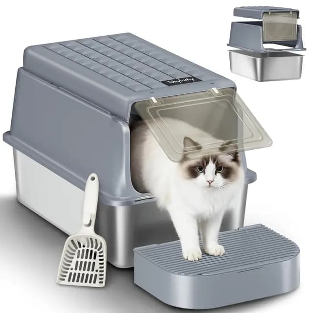 Fobyfurny Edelstahl-Katzenklo XXL