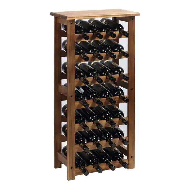 jalz jalz Weinregal Akazienholz für 28 Flaschen - Stabiles Modulares Flaschenregal Holz Erweiterbar - Weinständer für Keller, Küche, Gastronomie, Bar - Platzsparende Weinaufbewahrung Natur