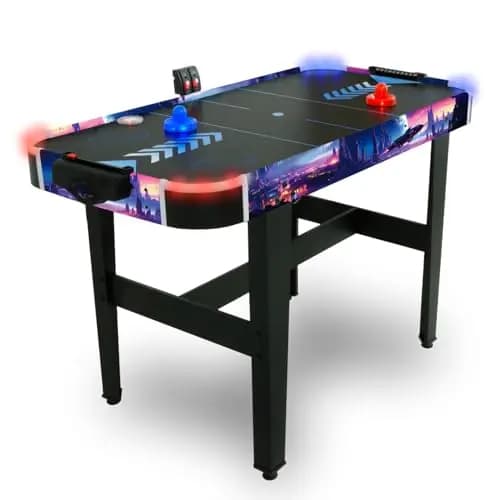 LED-Airhockey Spieltisch von FASports, Air Hockey Kinder/Jugendliche ab 8 Jahren, Airhockey Spieltisch mit Luft inkl. leuchtende Pusher und Pucks