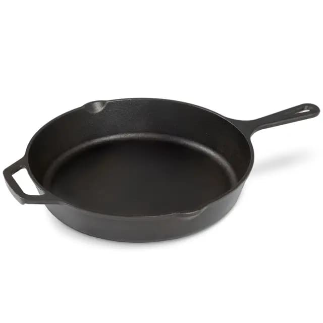 Navaris Gusseisenpfanne - 30cm Eingebrannte Pfanne Gusseisen Induktion, Cast Iron Pan, Gusspfanne, Grillpfanne Gusseisen, Gusseisenpfanne, Steakpfanne mit Zwei Ausgießer, Ofenfest