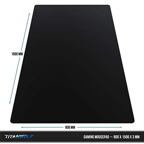 Titanwolf Übergröße Mauspad 1500x800mm, XXXL Mousepad Home und Office Schreibtischunterlage Groß, Tastatur und Maus Unterlage Schreibtisch 150x80 cm - Schwarz