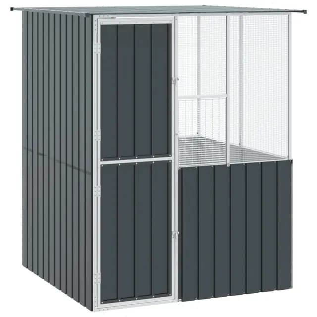 vidaXL Vogelkäfig Anthrazit 165 x 165 x 200 cm Verzinkter Stahl, Moderne Garten- und Terrassen-Vogelbauer, strapazierfähiger Außen-Aviary, stylisches Zuhause, sicheres Gehege