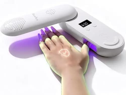 MelodySusie P-PLUS20F UV LED Nagellampe Kabellos, Nageltrockner mit Akku, Hautschonende Zonenbeleuchtung für Gelnägel, 240° Drehbar & Faltbar, Professionelle Aushärtung für Gel Nagellack, Weiß – Bild 1