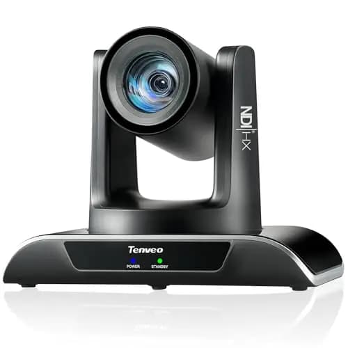 Tenveo NDI PTZ Kamera 20x Optischer Zoom mit AI Auto-Tracking, HDMI/LAN/USB3.0 PoE, FHD 1080P 60FPS für Kirche/Live-Streaming/Videokonferenz