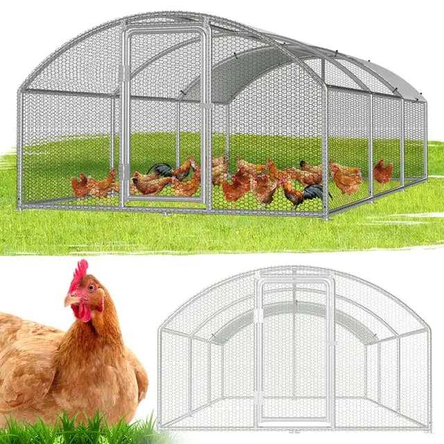 Freilaufgehege Hühnerstall, 3x6x2m Hühnerhaus Kleintierstall mit Sicherheitsschloss und Wasserdichtes Abdeckung, Kuppeldach Freigehege für Hühner,Vogelkäfig, Pflanzen