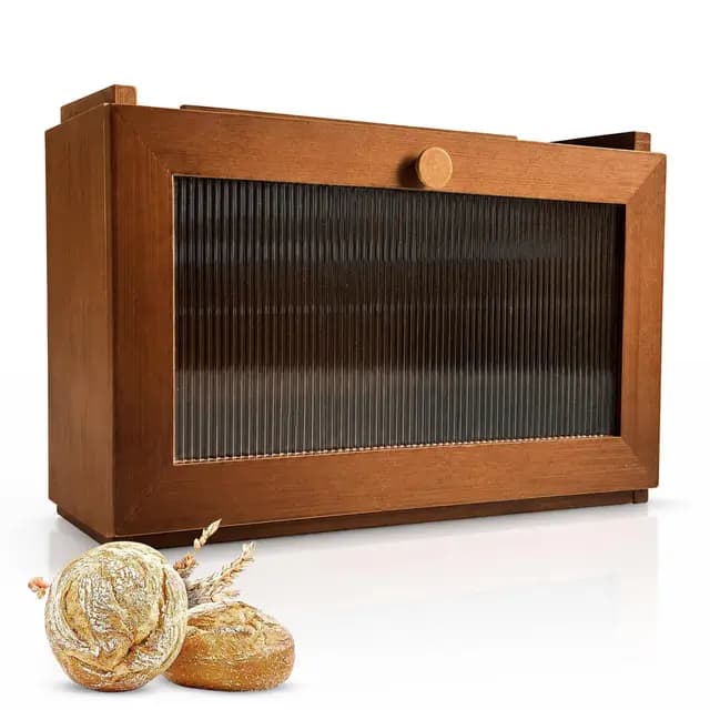 AH Brotkasten Bambus Vintage mit Sichtfenster