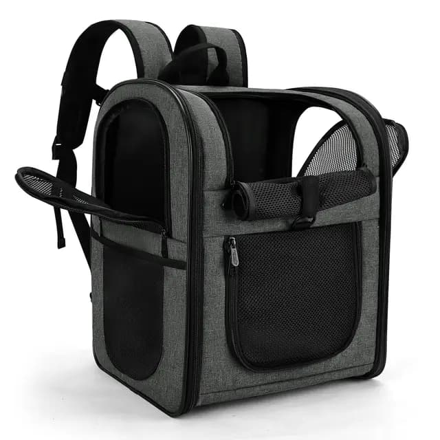 apollo walker HundeRucksack und KatzenRucksack für Kleine Haustiere(Belastbarkeit 2-15kg) - Gepolsterter Rückenstütze Hundetasche Atmungsaktiver Netz-Tierrucksack für Wandern, Reisen, Outdoor Grau