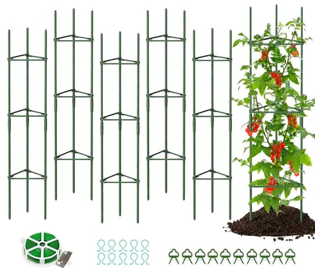 SUNYRISY 6 Stück Tomaten Rankhilfe, 120cm Pflanzenhalter für Tomaten, Rankhilfen für Kletterpflanzen, Pflanzenstütze für Blumen & Nutzpflanzen, DIY Einstellbar Grün
