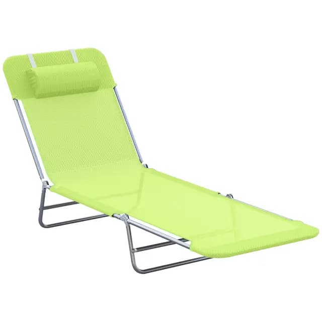 Outsunny Sonnenliege klappbar mit Kopfkissen Grün