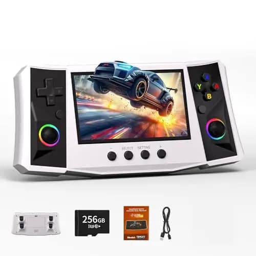 R50 Ultra 50000 in 1 Handheld-Spielkonsole, 4,5-Zoll-IPS-Bildschirm, 256GB-TF-Karte, 4000mAh-Akku, Vorgeladene Emulatoren, Linux-System, Portable Pocket-Arcade, Freunde Familie