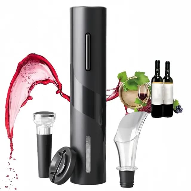 PEIPU elektrischer Weinflaschenöffner, Akku betrieben, einfach zu bedienen, perfekt für Zuhause, Restaurants & Reisen, Weinliebhaber & Gastgeber (Black)