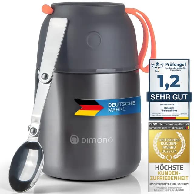 Dimono® Thermobehälter Warmhaltebehälter; Lunch-Box To-Go Lebensmittelbehälter Essensbehälter Speisegefäß aus Edelstahl (500 ml)