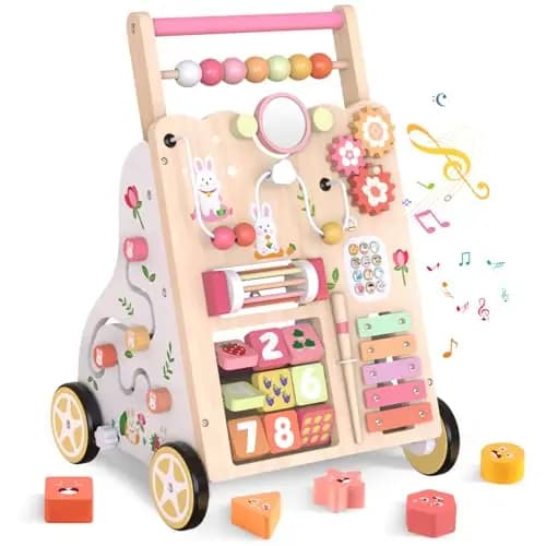 Weilim BPW682 Holz-Lauflernwagen mit Aktivitätscenter Rosa