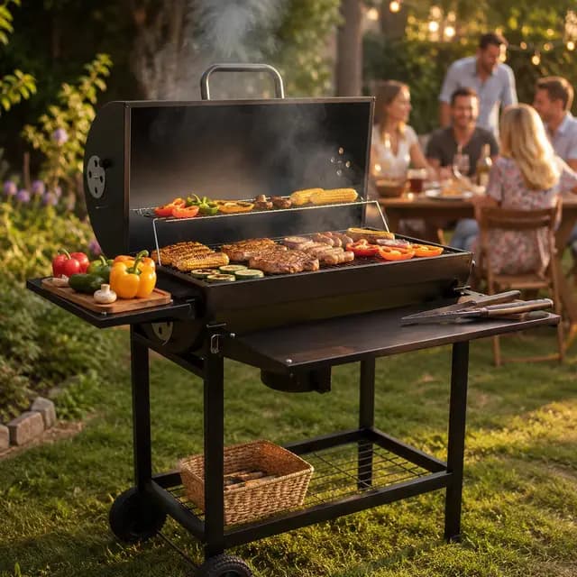 DRULINE Profi Smoker Grillwagen XL Holzkohle