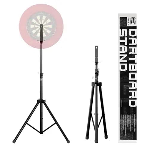 TARGET DARTS Tragbarer Dartboardständer | Mobiler Dartscheibenständer mit Stativ, freistehendes mit Halterung, für drinnen und draußen, faltbarer Reiseständer für Steeldarts und Softdarts Dartscheiben