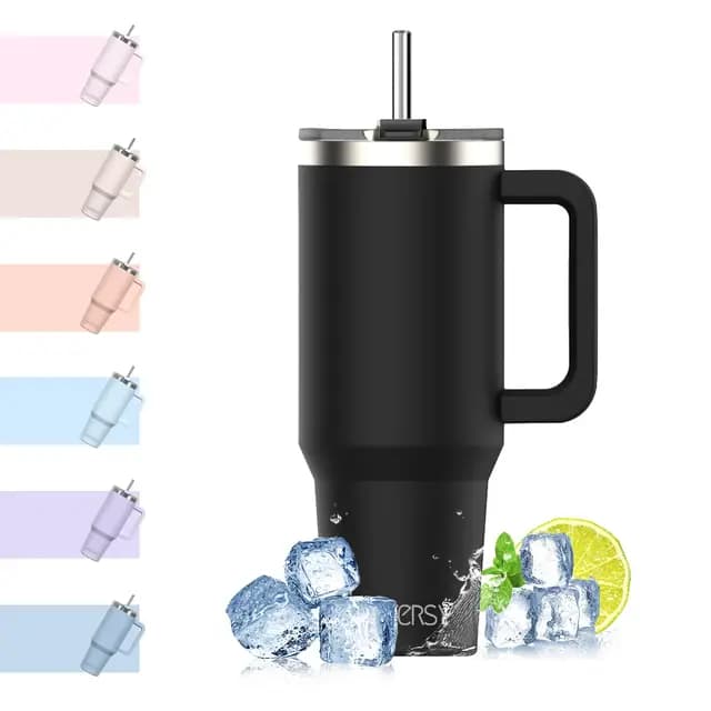 WATERSY Thermobecher 40oz Doppelwand Edelstahl mit Griff und Strohhalm – Bild 1