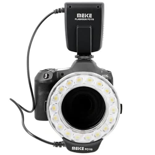 Makro Ringblitz FC-110 Ringleuchte Kompatibel mit Canon EOS DSLR SLR Kameras Blitz- und Dauerlicht auch für Videoaufnahmen