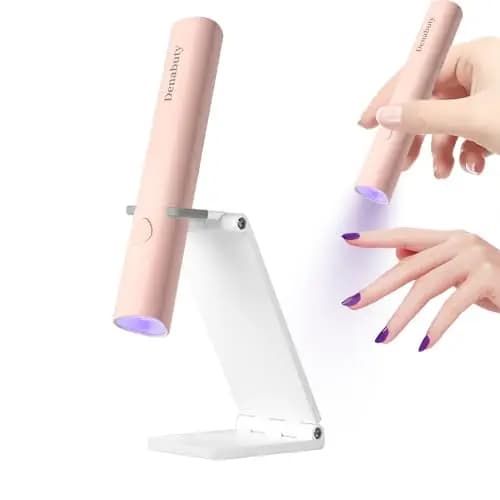 UV Lampe für Gelnägel, Mini U V LED Lampe für Nägel Wiederaufladbar mit Ständer Tragbare Kleine UV Nagellampe für Gel Nagellack, zum Aushärten von Nagelkleber & Nail Tips Rosa – Bild 1
