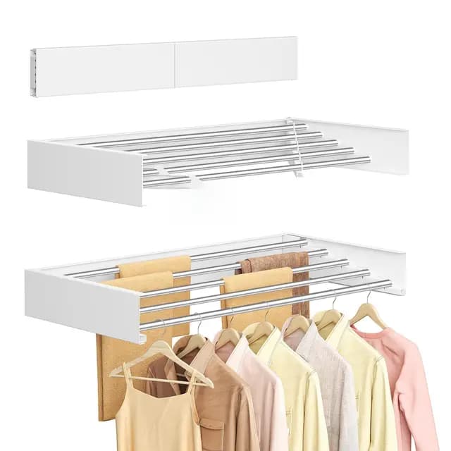 SONGMICS Wäscheständer Wandmontage klappbar 80 cm mattweiß