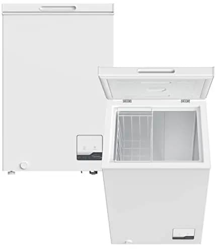 PKM Gefriertruhe BGT100D | 99 Liter | Tiefkühltruhe | Kühltruhe +2°C - +8°C | Weiß | EEK: D | 54,5 cm Breite | inkl. Drahtkorb | freistehend | 4 **** Gefrierfach | Eistruhe