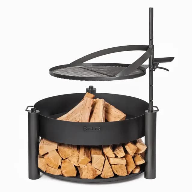 BENE ON FIRE Hochwertiges Feuerschalen-Set Washington X Ø 80 cm mit Grillrost Ø 60 cm | Feuerstelle & Grill aus robustem Stahl | Feuerkorb Outdoor Garten Terrasse | Brennholz-Stelle