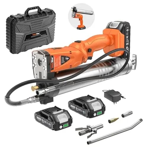 TaskStar 2-in-1 Akku Fettpresse Set: 10000 PSI Elektrische Fettpresse für Schmiernippel mit 2 Akkus, Ladegerät, 39,4" Langem Schlauch und 3 Mundstück, Ideal für schwere Maschinen wie Traktoren – Bild 1