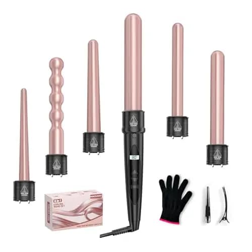 NWOUIIAY 6-in-1 Keramik Lockenstab Set