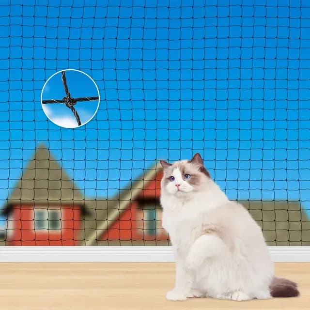 Katzennetz für Balkon Ohne Bohren, Katzennetz Drahtverstärkt, Transparentes Katzenschutznetz, Katzengitter Fenster ohne Bohren für Fenster Terrasse Tür Innen und Außen (6x3m)