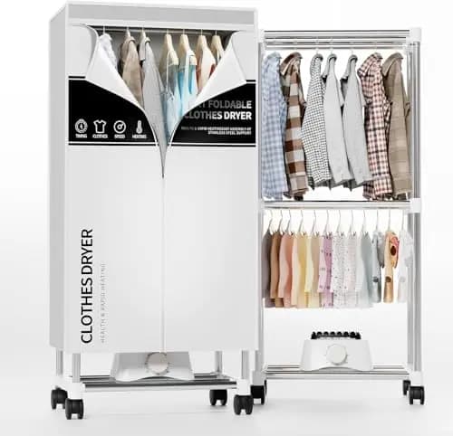 Wäschetrockner, Tragbare Trockenmaschine mit Timer, 60inch Wäschetrockner mit großer Kapazität, elektrischer Trockner/Rack für Zuhause (Grau ME8)