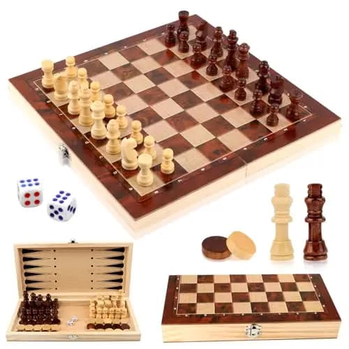 talifoca 3-in-1 Holz-Schachspiel