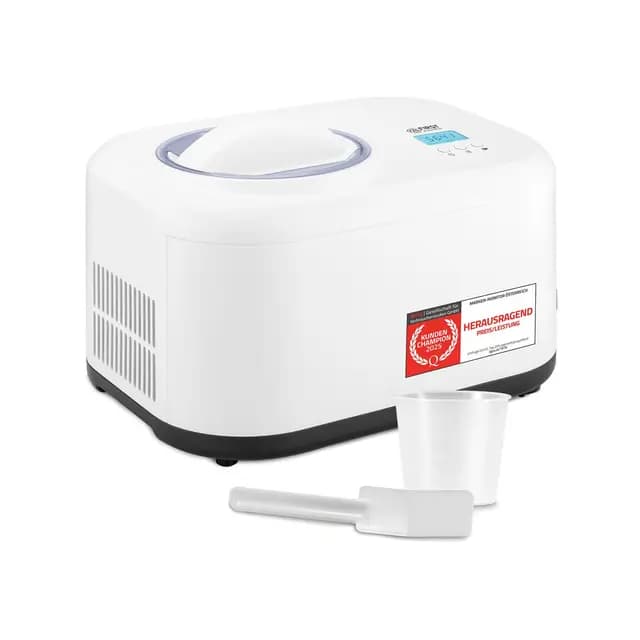 TZS First Austria - Eismaschine 1L mit Kompressor 3 in 1 - Ice Cream Maker 100W selbstkühlend für Frozen Joghurt, Sorbet & Eiscreme - Kleine Speiseeismaschine inkl. Messbecher & Spatel - Weiß – Bild 1