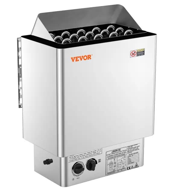 VEVOR Elektrischer Saunaofen, 8 kW, 400 V, 3N tragbare Saunaheizung für drinnen & draußen mit 3-Stunden-Timer, integrierte Steuerung für 8–12 m³, kommerzielle Hotel-Spa-Dusche, Edelstahl 430