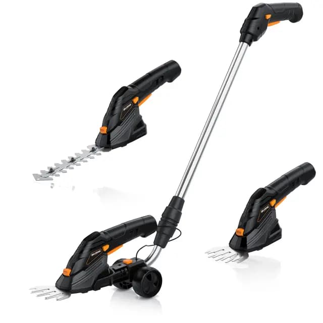 Brandson Akku-Grasschere mit Teleskopstiel und Strauchmesser