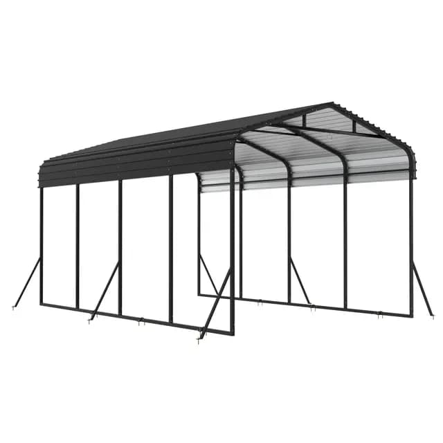 Robustes Carport für den Außenbereich, 6x3.7x2.6 m Outdoor Autozelt Garage Metall Außengarage Unterstand Schatten mit Verzinktem Metalldach UV-beständig und Wasserdicht
