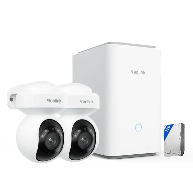 Reolink Home Hub Pro mit 2X E1 Outdoor Pro, 4K Wi-Fi 6 PTZ WLAN Kamera Outdoor mit Auto-Tracking, 3X Optischem Zoom, KI-Erkennung, Zentralisierte Steuerung, Unterstützt bis zu 16TB HDD (inkl. 2TB)