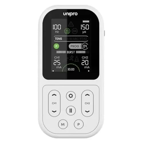 TensCare Unipro Multitherapie TENS + EMS Gerät. Kombiniert IFT- und Mikrostrom-Therapien. Für chronische Schmerzlinderung, Wundheilung und Muskelrehabilitation. Wiederaufladbarer Akku.