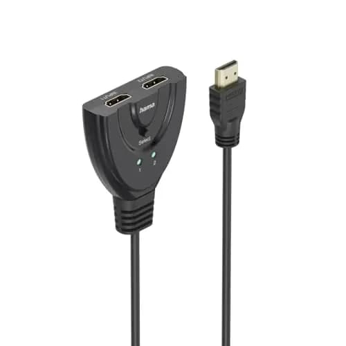Hama HDMI Splitter 4k, 2x1 (HDMI Switch 2in1 Out, 2 Geräte an 1 Monitor, HDMI Verteiler unterstützt 4k@60Hz, 3D, HDMI 2.0, für Spielekonsole, Laptop, Blu-ray-Player, Plug & Play) schwarz