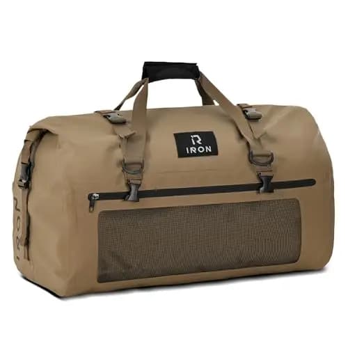 IRON JIA'S Motorradtasche Gepäckrolle wasserdichte Hecktasche Satteltasche Reisetasche mit rollversiegelten Schultergurten geeignet für Radfahren Camping Wassersport Braun-30L