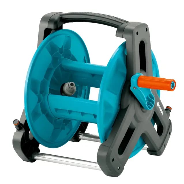 Gardena Classic Schlauchtrommel 50: Wasserschlauchtrommel für Gartenschlauch max. 50 m (13 mm Schlauch), kompakte Bauweise, mit Nachtropfstopp, Schlauchanschluss abgewinkelt (8007-20)