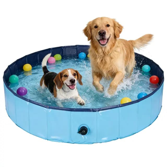Hundepool, 120X30cm Hundeplanschbecken Faltbare Hundebadewanne rutschfest Swimmingpool (Blau L)