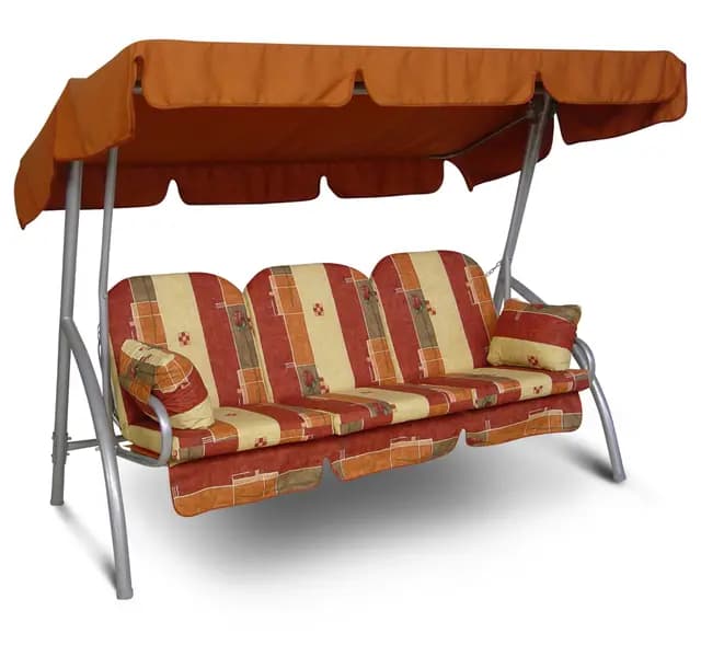 ANGERER Freizeitmöbel GmbH Hollywoodschaukel Deluxe - Gartenschaukel Made in Germany - Schaukel zum Sitzen und Entspannen - einfache Montage (Rot-Terra-Beige Gemustert)
