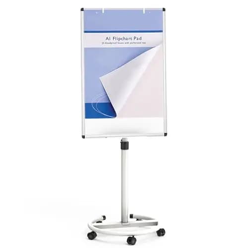 VIZ-PRO ECO Magnetische Mobile Whiteboard, 90 x 60 cm, Staffelei Flipchart Ständer Rollendes Trockenlöschbrett mit Papierblöcken