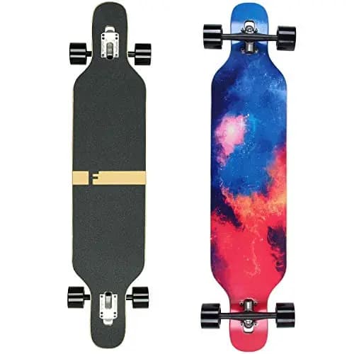 FunTomia Longboard mit 3 Flex Stufen Drop Through Cruiser Komplettboard Mach1 Speed Kugellager T-Tool