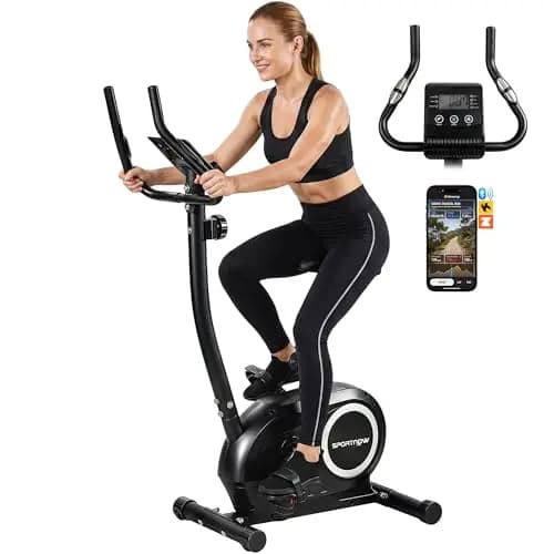 SPORTNOW Ergometer Heimtrainer mit App, 8 Widerstandsstufen und Pulssensoren