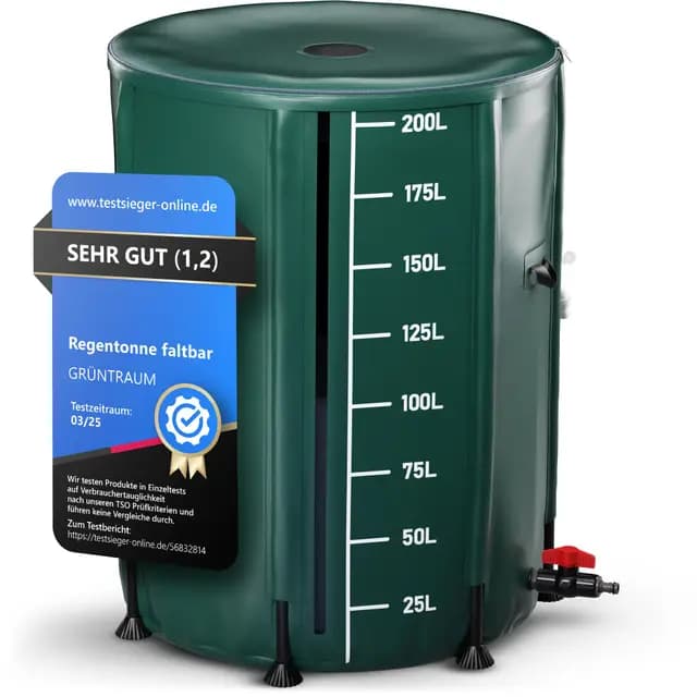 GRÜNTRAUM GT_Basic Regentonne faltbar 200 L Grün