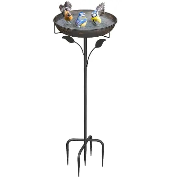 WELDUN Vogeltränke Metall freistehend 30 cm Bronze