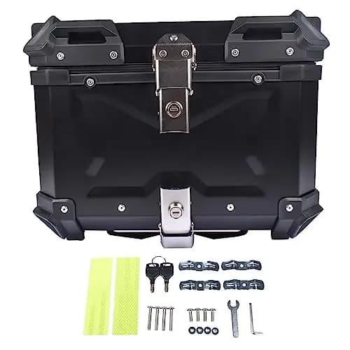 Bisenya 45L Motorrad Topcase Motorrad Heckbox Reisen Motorradkoffer mit Sicherheitsschloss für Motorradhelm Helm, Wasserdicht Top Box (Schwarz)