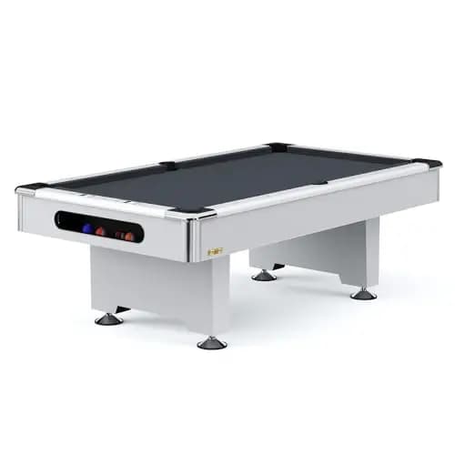 Automaten Hoffmann Billardtisch Club Pro III | Diamantgeschliffene Schieferplatte, Nivellierfüße | Für Indoor, Privat, Institution | Dekor Weiß | 8 ft, Hochwertiges Billardtuch